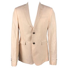 ROBERTO CAVALLI Size 40 Peach Textured Linen / Silk Sport Coat