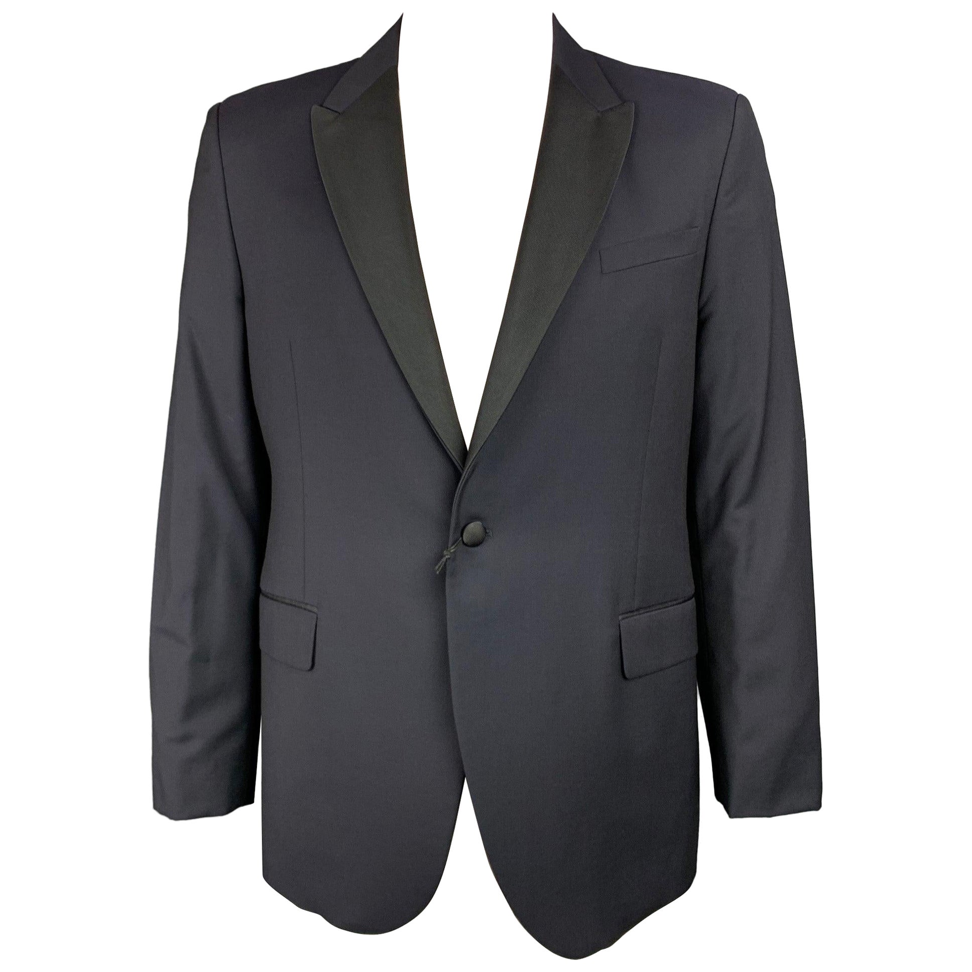 PAUL SMITH The Byard Size 46 Regular Black Wool / Mohair Peak Lapel Sport Coat