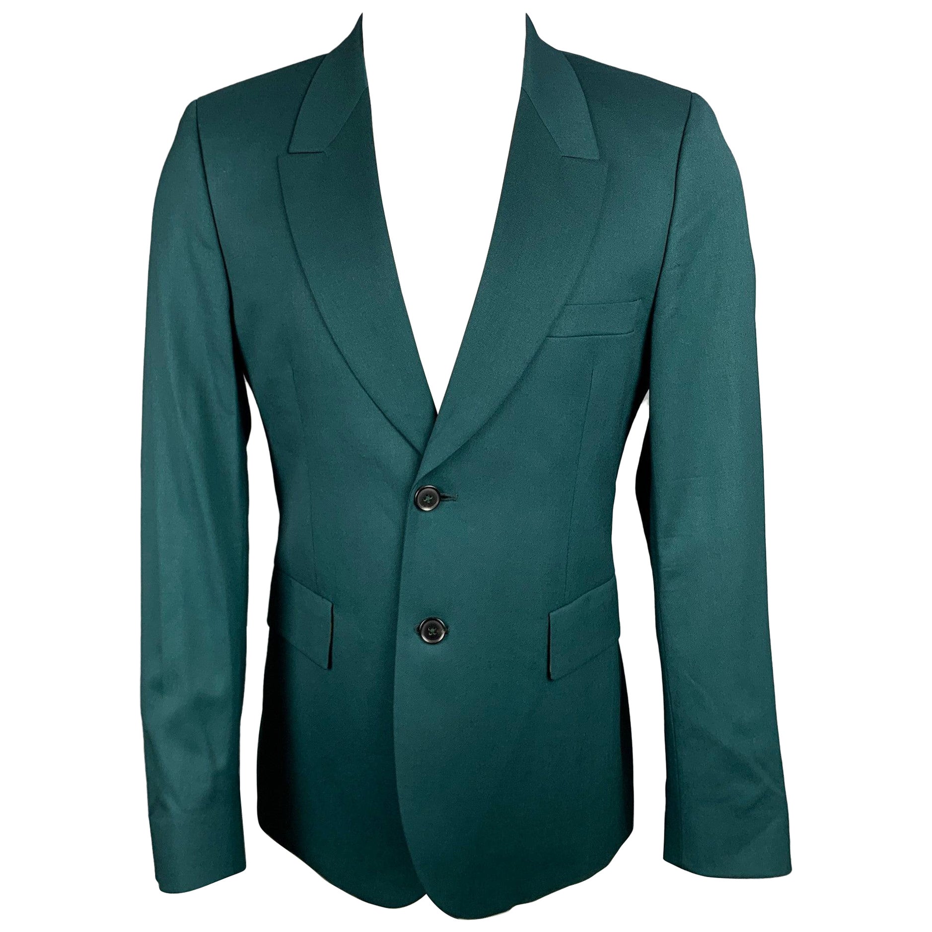 PAUL SMITH Size 42 Green Wool Notch Lapel Sport Coat For Sale