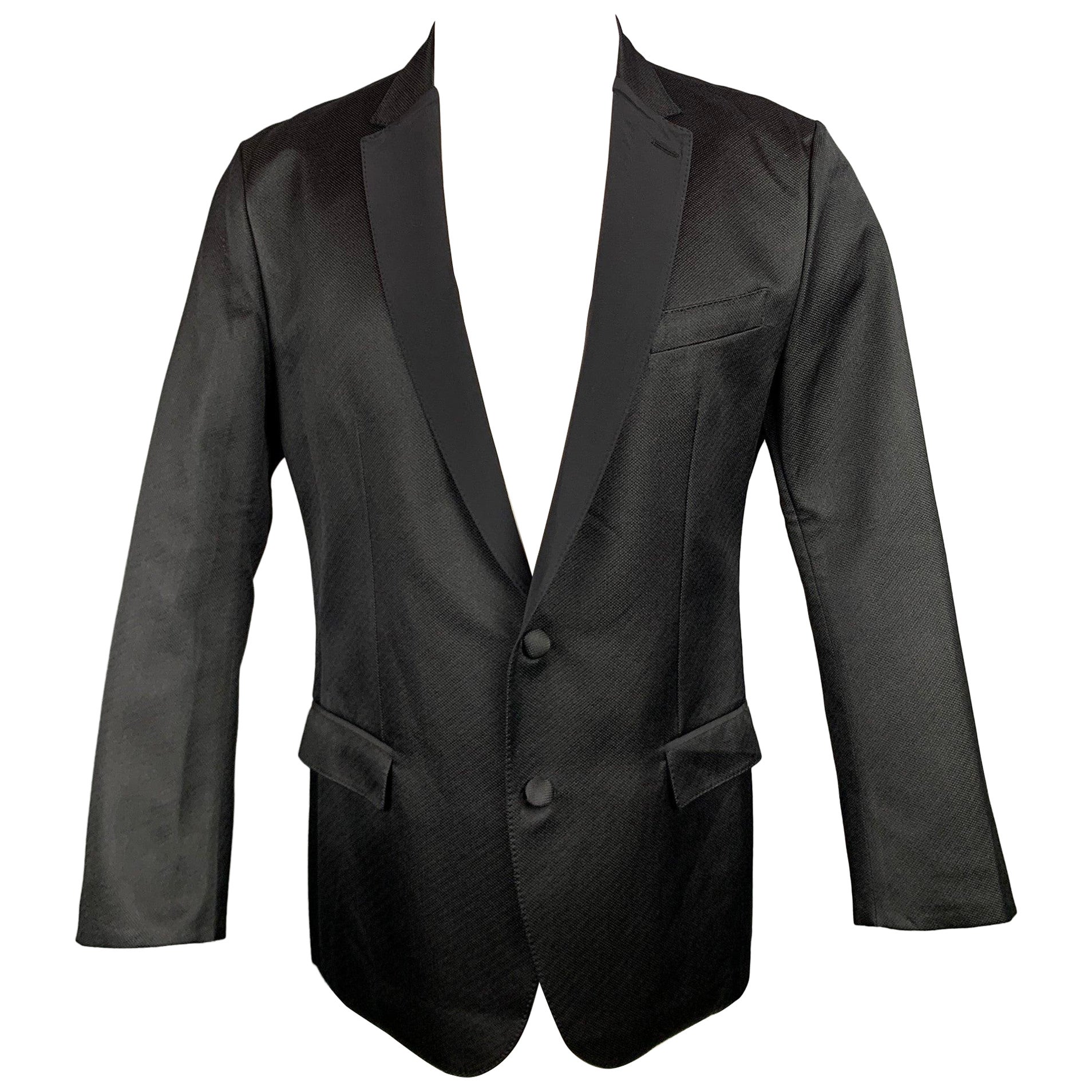 DOLCE & GABBANA Size 42 Black Silk Blend Notch Lapel Sport Coat For Sale