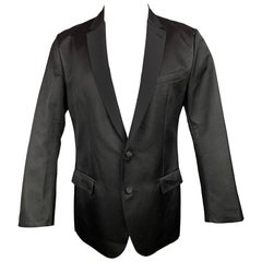 Dolce & Gabbana Taille 42 Manteau de sport noir en soie mélangée à revers échancré