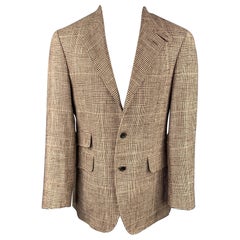 ETRO Size 40 Brown & Beige Plaid Silk / Linen Notch Lapel Sport Coat