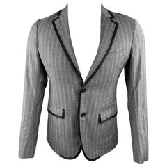 BAND OF OUTSIDERS Size 36 Grey Stripe Wool Notch Lapel Sport Coat