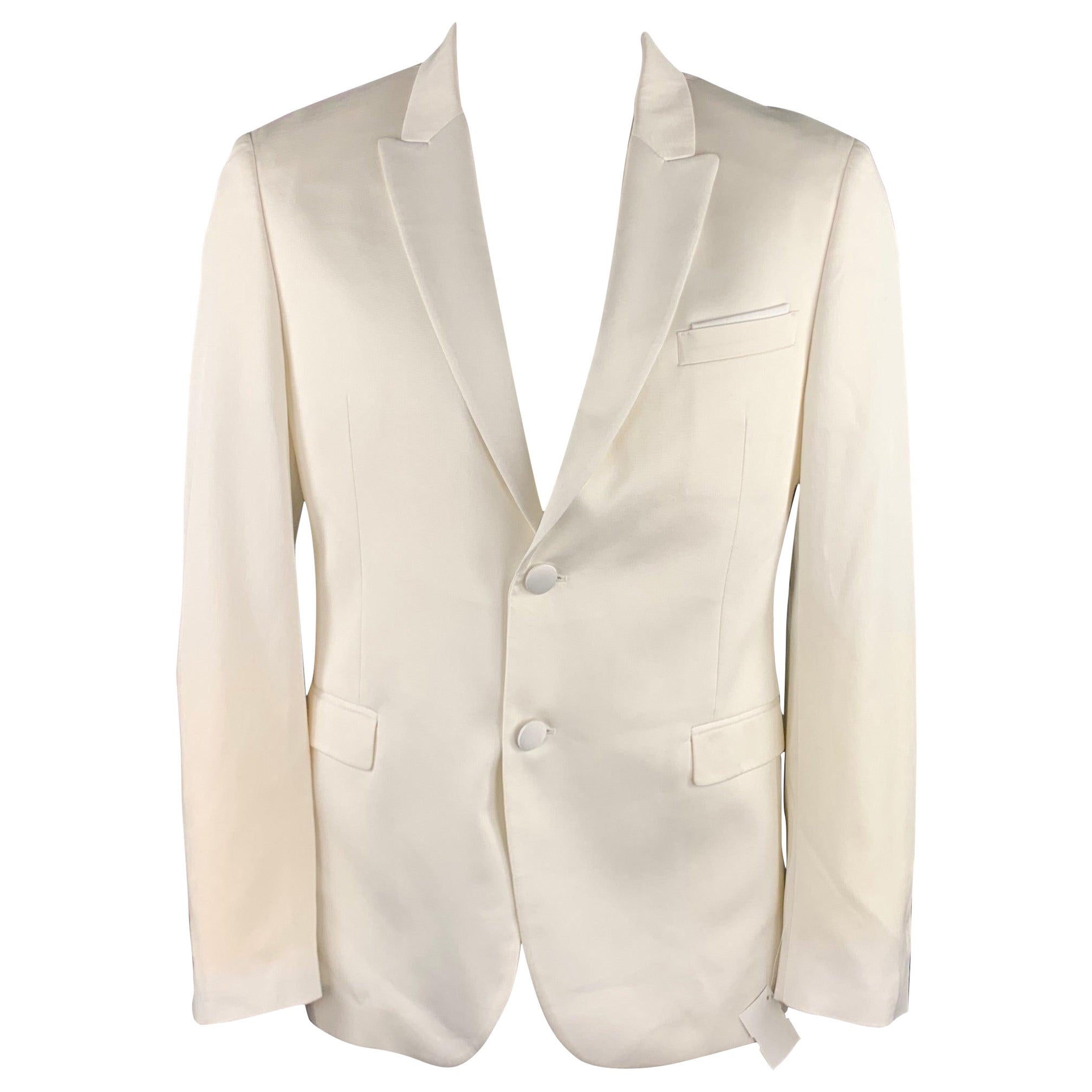 NEIL BARRETT Size 42 White Tencel Blend Peak Lapel Sport Coat For Sale
