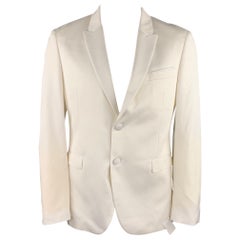 NEIL BARRETT, manteau de sport blanc à revers en tencel mélangé, taille 42