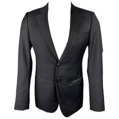 GIORGIO ARMANI Talla 36 Regular Chaqué de lana a rayas marineras