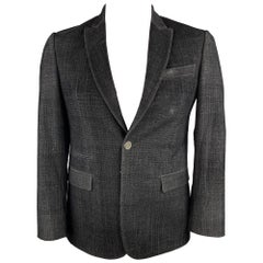 Just Cavalli Taille 40 Manteau de sport noir en polyester texturé à revers en pointe