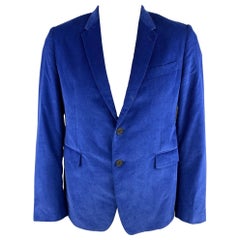 PAUL SMITH Size 42 Regular Royal Blue Corduroy Notch Lapel Sport Coat