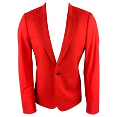 PAUL SMITH - Manteau de sport en laine rouge à revers clouté, taille 40