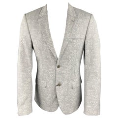 Calvin Klein Collection Taille 36 Manteau de sport gris et blanc en tissu à revers échancré