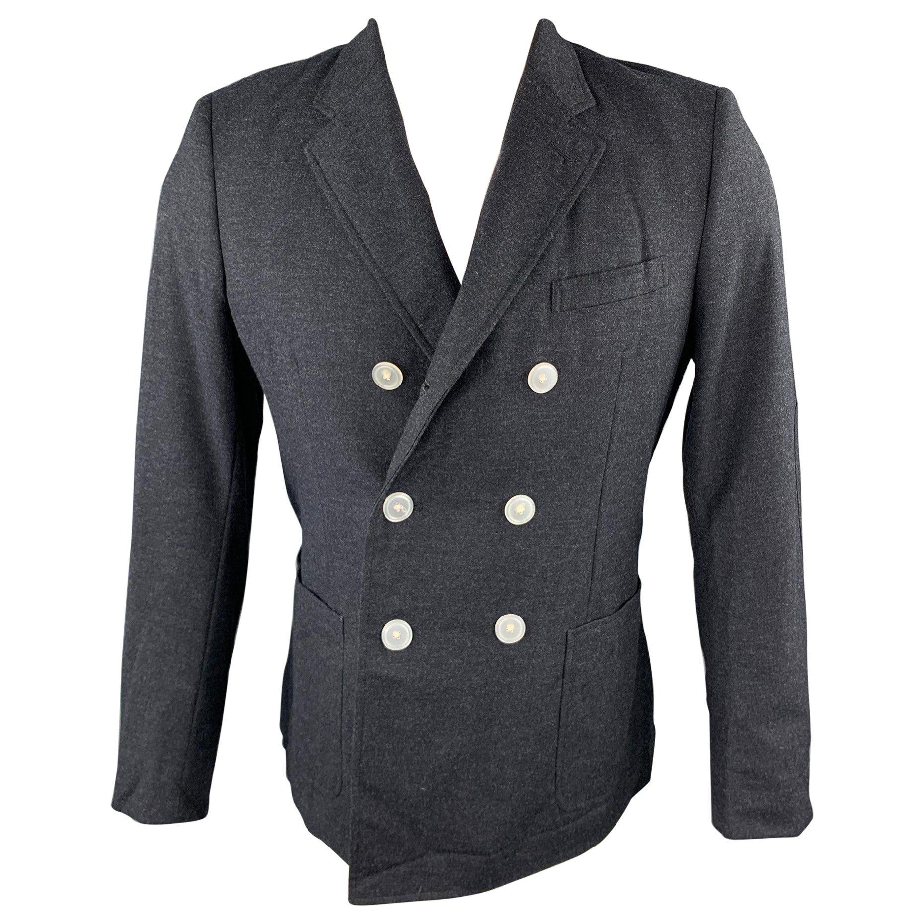 BAND OF OUTSIDERS Size 36 Charcoal Wool Double Breasted Sport Coat