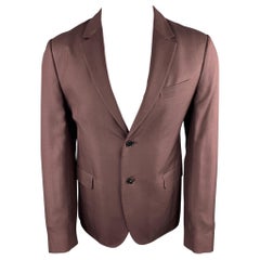 VALENTINO Size 38 Burgundy Silk Notch Lapel Sport Coat