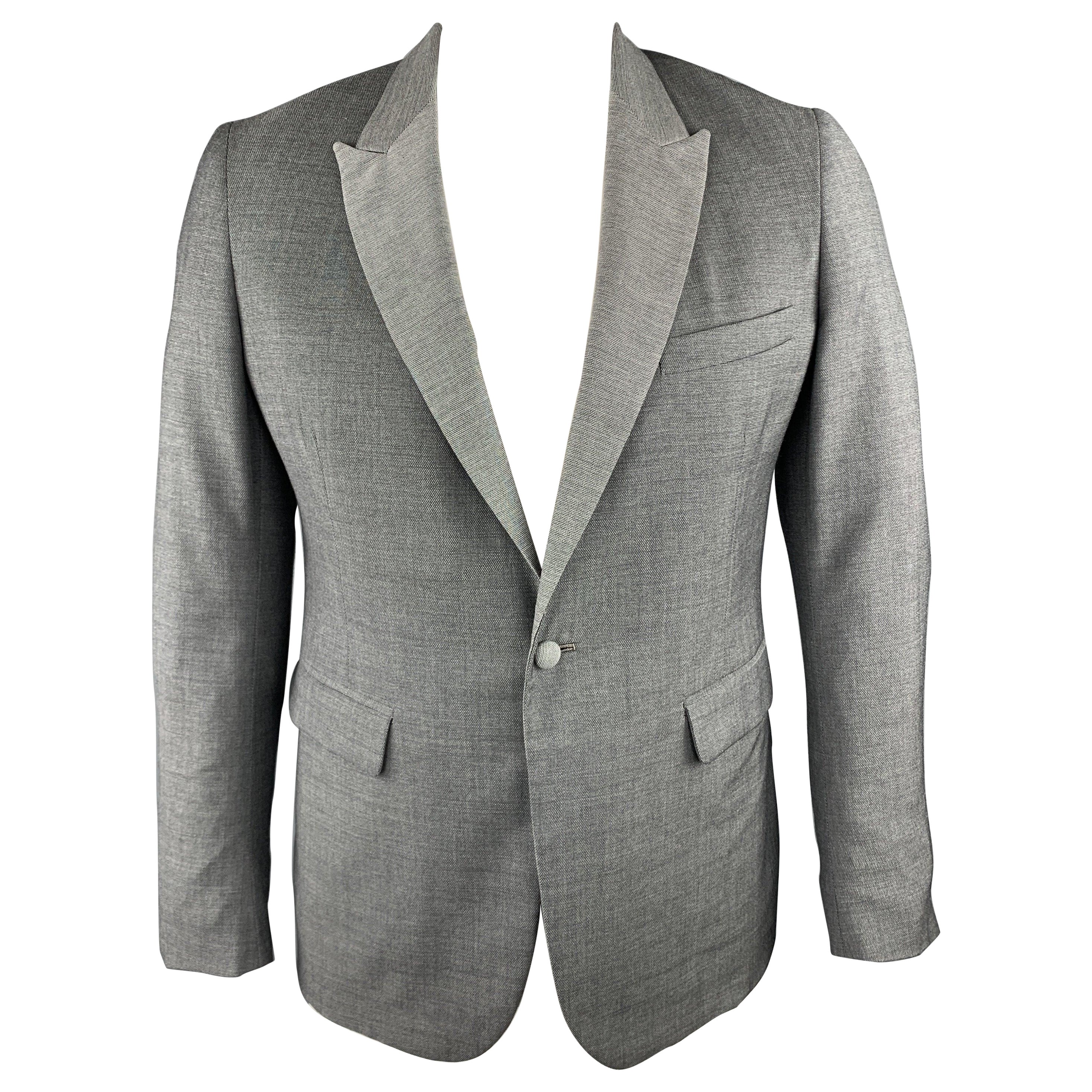 BAND OF OUTSIDERS Size 42 Grey Nailhead Wool Peak Lapel Sport Coat For Sale