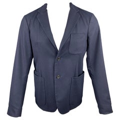 JIL SANDER Size 38 Navy Wool Notch Lapel Sport Coat