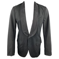 DRIES VAN NOTEN Manteau de sport à rayures noires et noires en coton et rayonne, taille 36