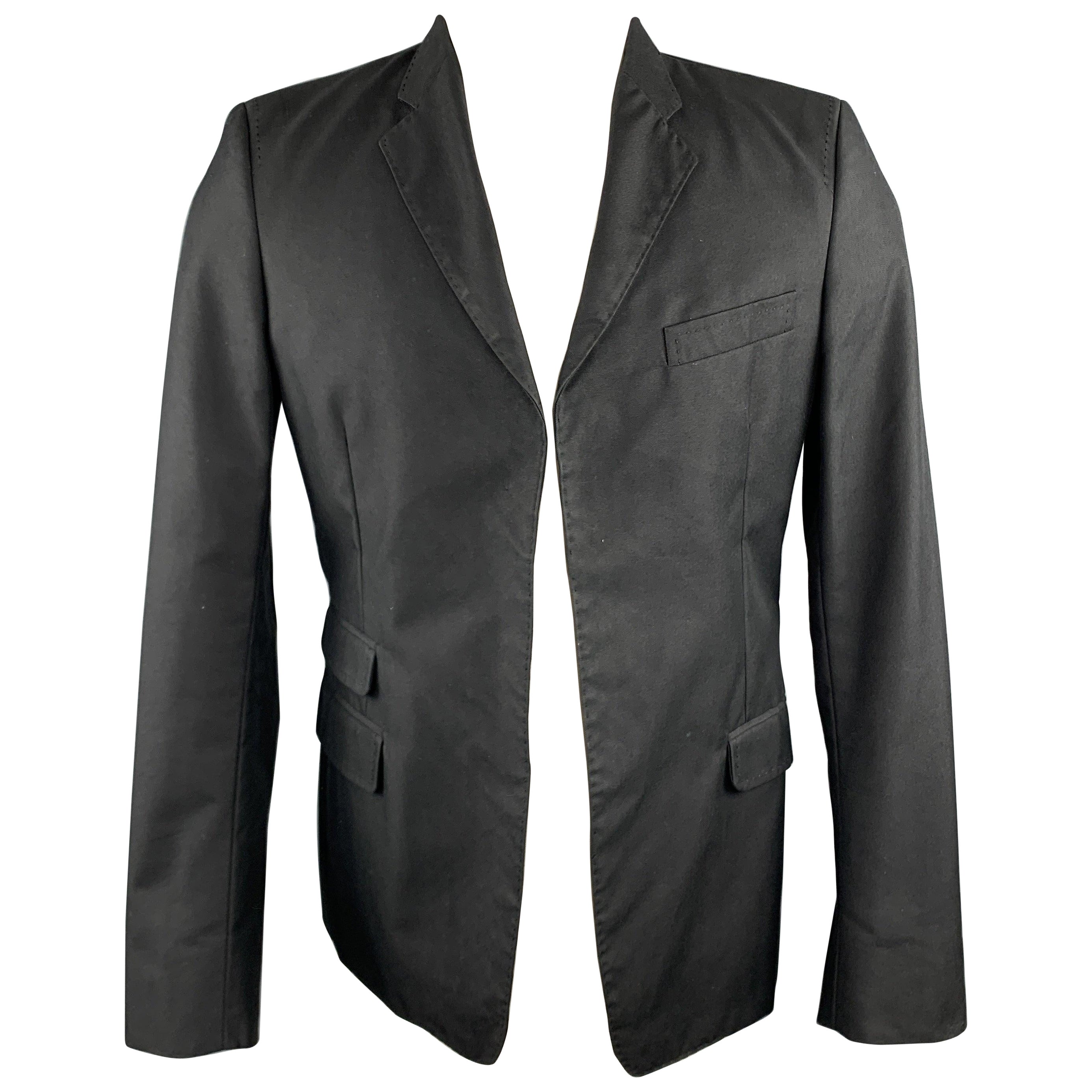 DSQUARED2 Chest Size 38 Black Studded Cotton / Polyamide Notch Lapel Sport Coat
