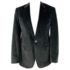 DOLCE & GABBANA Size 40 Regular Black Cotton Velvet Sport Coat