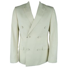 CALVIN KLEIN COLLECTION 42 Bone Cotton Double Breasted Sport Coat Jacket
