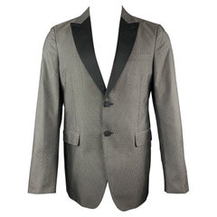 Manteau de sport VALENTINO Taille 40 Gris et noir Jacquard Polyester / Soie Peak Lapel