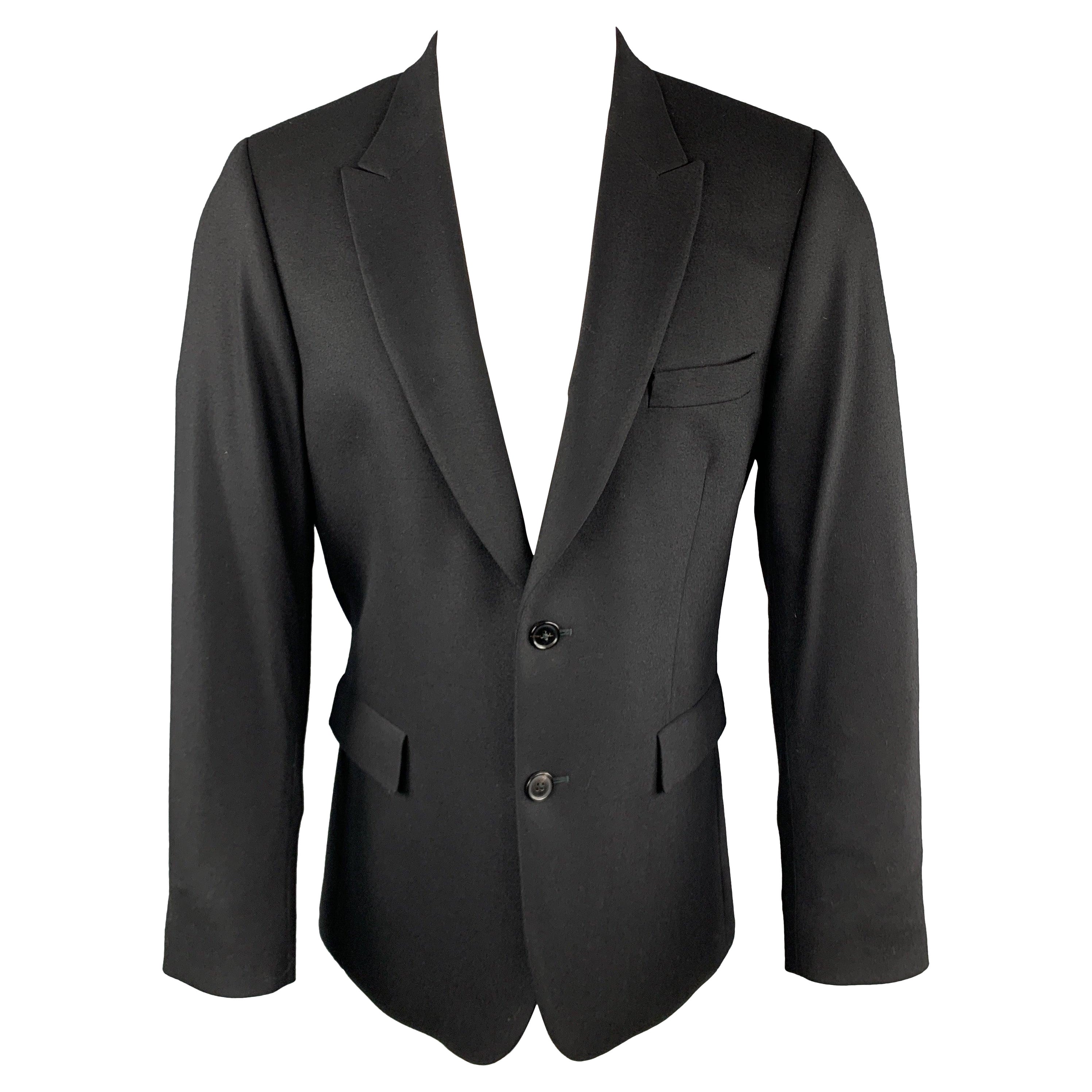 PAUL SMITH Size 40 Black Wool / Cashmere Peak Lapel Sport Coat For Sale