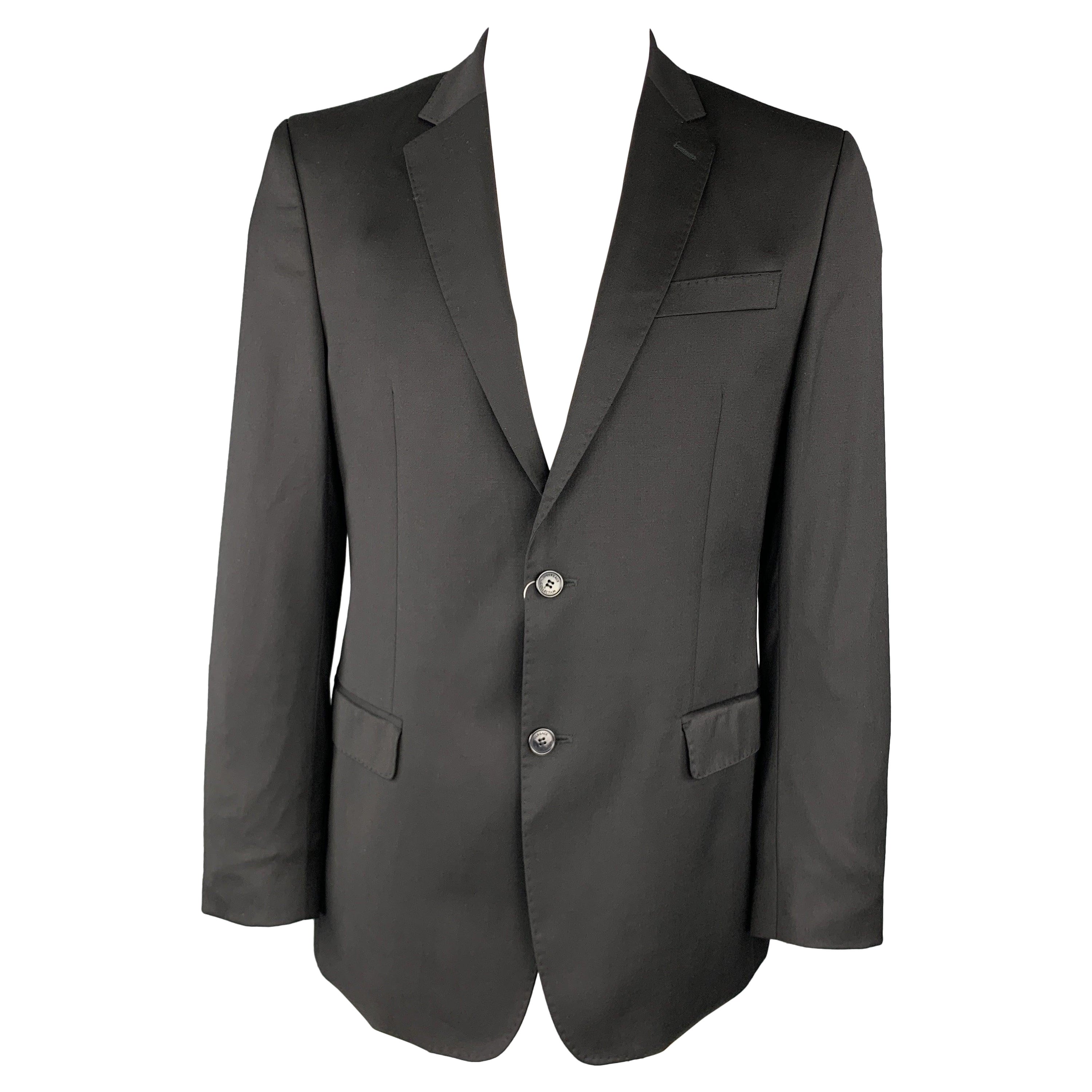 VERSACE COLLECTION Size 42 Black Wool Notch Lapel Sport Coat For Sale