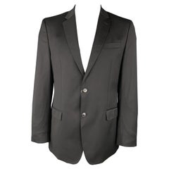 VERSACE COLLECTION - Manteau de sport en laine noir à revers en col bénitier, taille 42