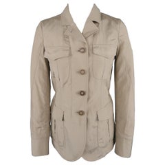 GIORGIO ARMANI Größe 2 Khakifarbene Safari-Jacke aus Seidenmischung