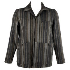 STEPHAN SCHNEIDER Size XL Grey Green Stripe Wool Cotton Jacket