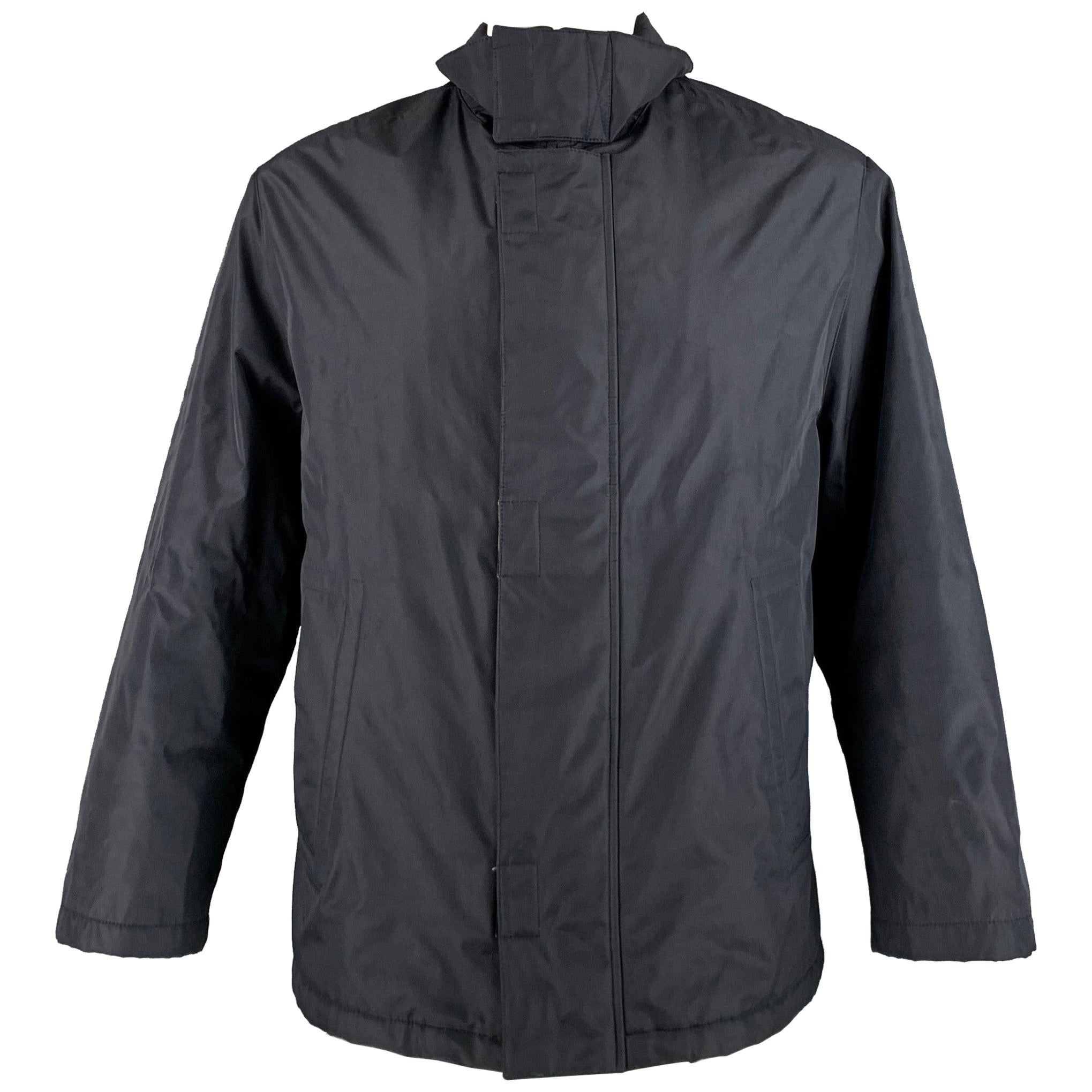 PAL ZILERI Size 44 Navy Solid Polyester Blend Zip Up Jacket For Sale