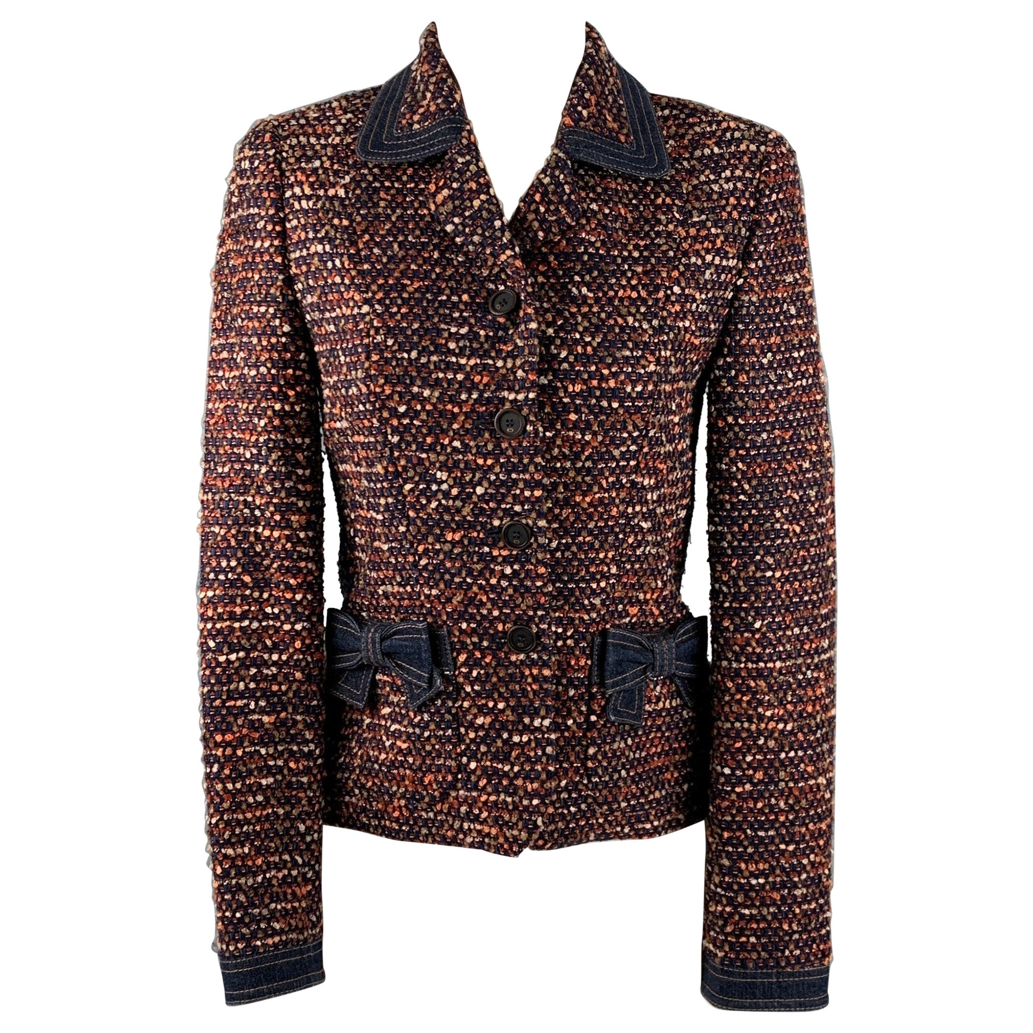 ESCADA Giacca in misto lana arancione navy taglia 4 in vendita