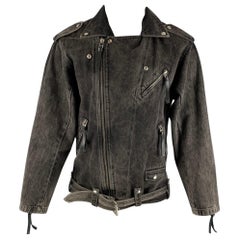 THE KOOPLES Taille S Veste de motard en denim noir avec perles