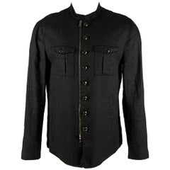 JOHN VARVATOS Size 40 Black Lines Zip Up Buttons Jacket