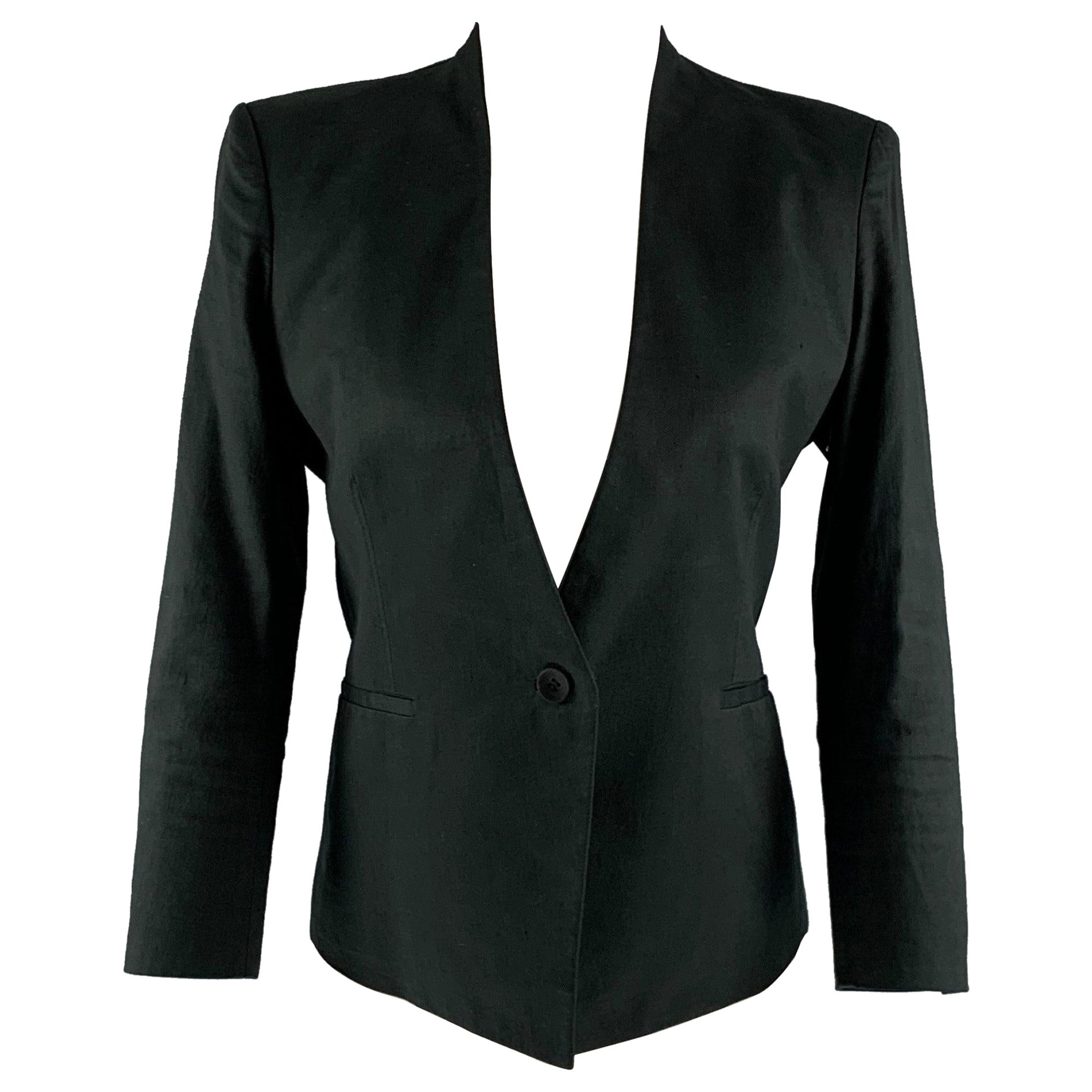 HELMUT LANG Size 2 Grey Cotton Blend Single breasted Jacket For Sale