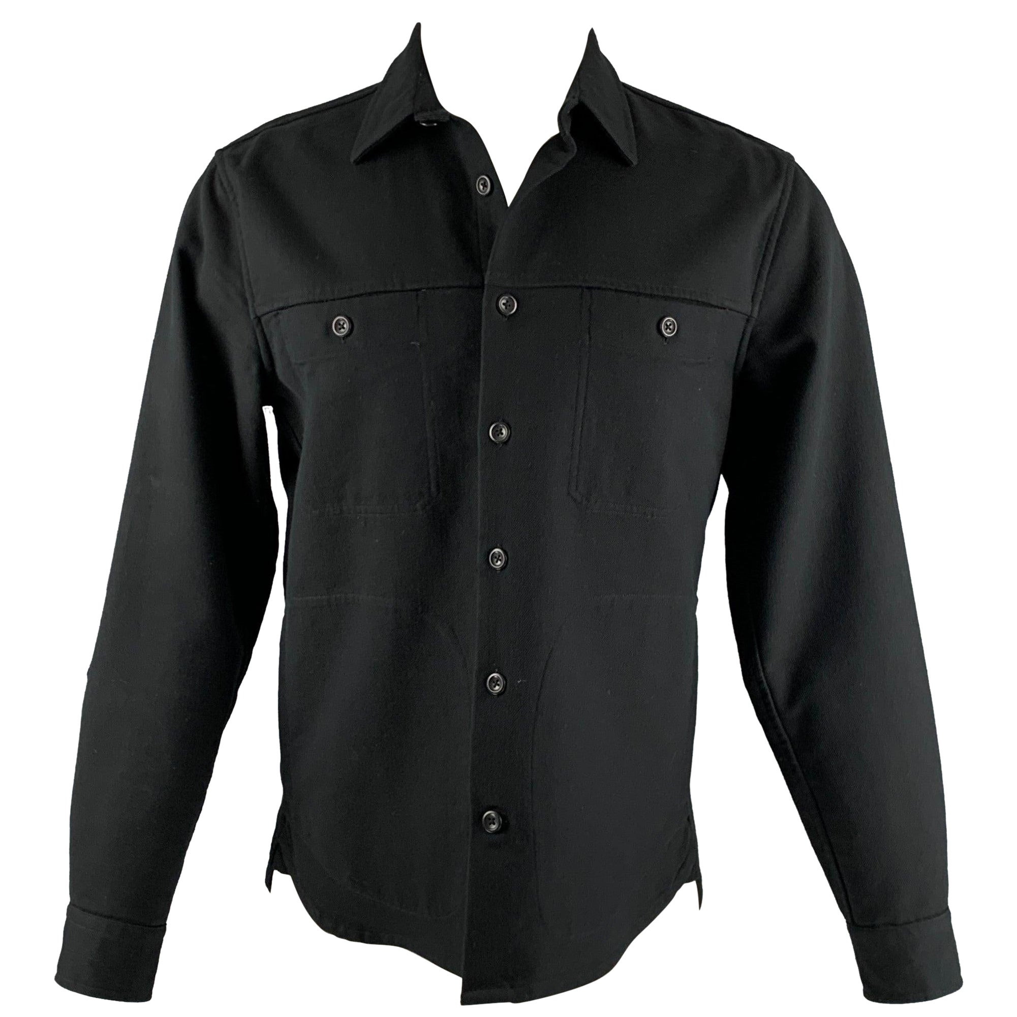 VINCE Size S Black Cotton Blend Elbow Patches Jacket For Sale