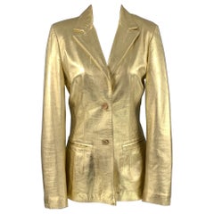 BLUMARINE Size 8 Gold Leather Metallic Lambskin Jacket