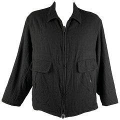 YOHJI YAMAMOTO Size L Black Wool Zip Up Jacket
