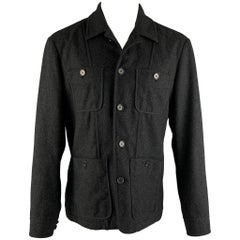 JOHN VARVATOS - Veste utilitaire grise anthracite en laine et polyester, taille M