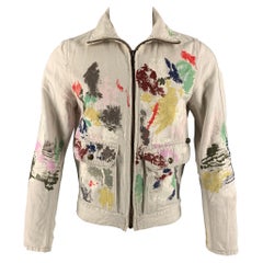 YVES SAINT LAURENT Size 36 Grey Multicolour Paint Splatter Jacket