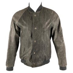 Used MARC JACOBS Size 40 Grey Leather Bomber Jacket