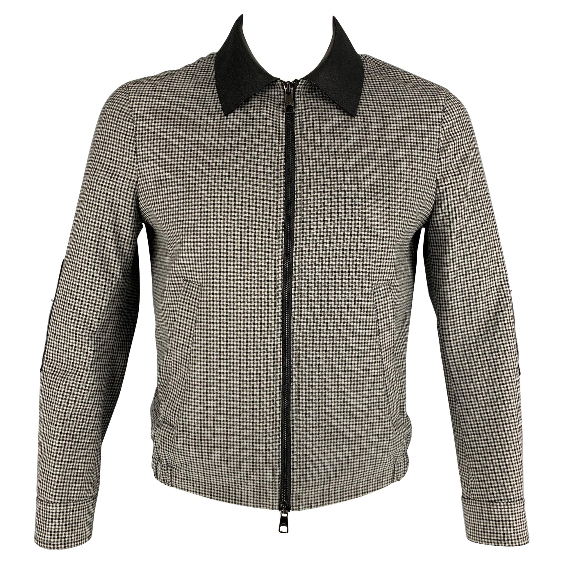 NEIL BARRETT Size 42 Grey Black Checkered Zip Up Jacket For Sale