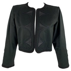 Yves Saint Laurent Rive Gauche Taille 8 Veste en coton noir à ruban Blazer