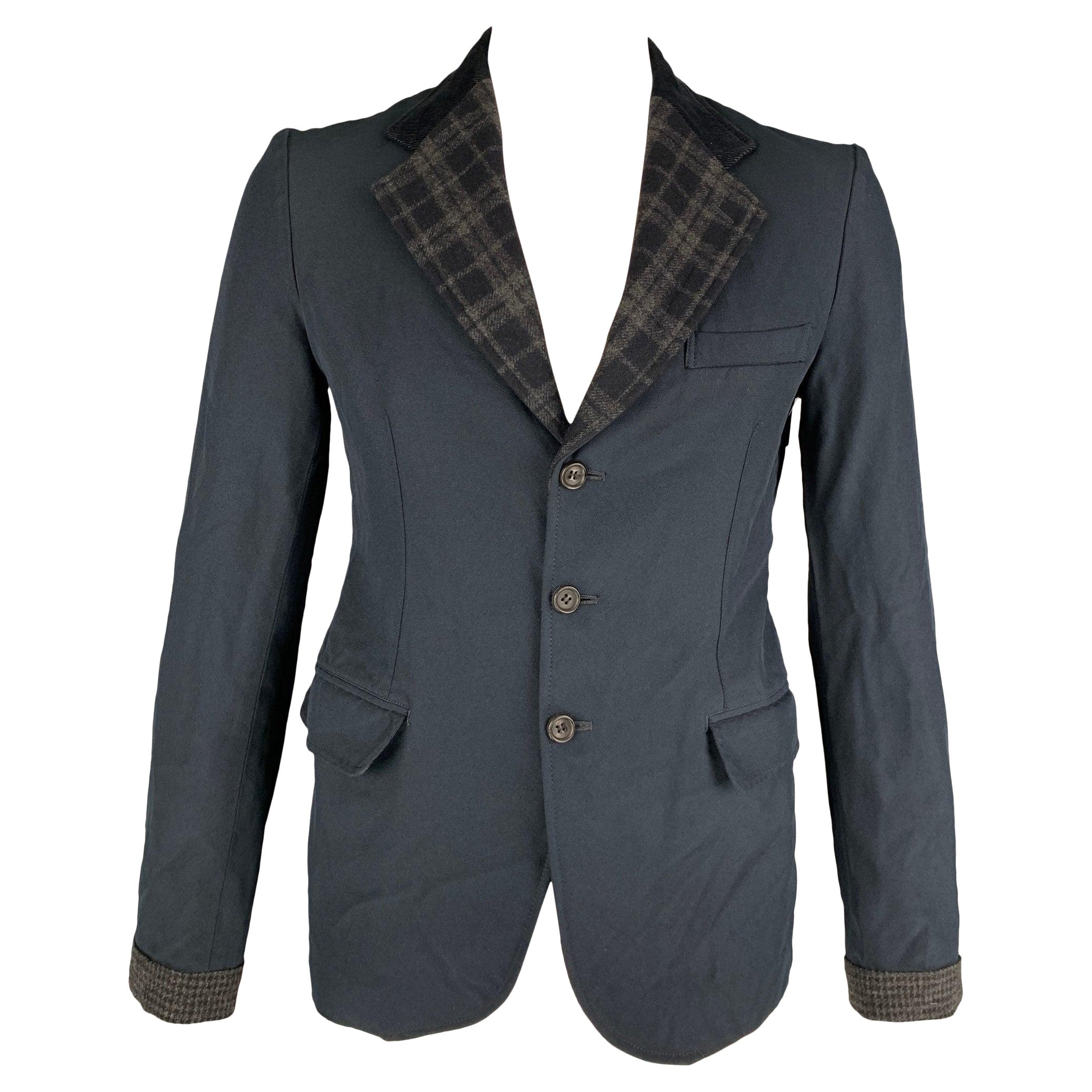 COMME des GARCONS HOMME Chest Size L Size L Navy Grey Mixed Fabrics Jacket For Sale