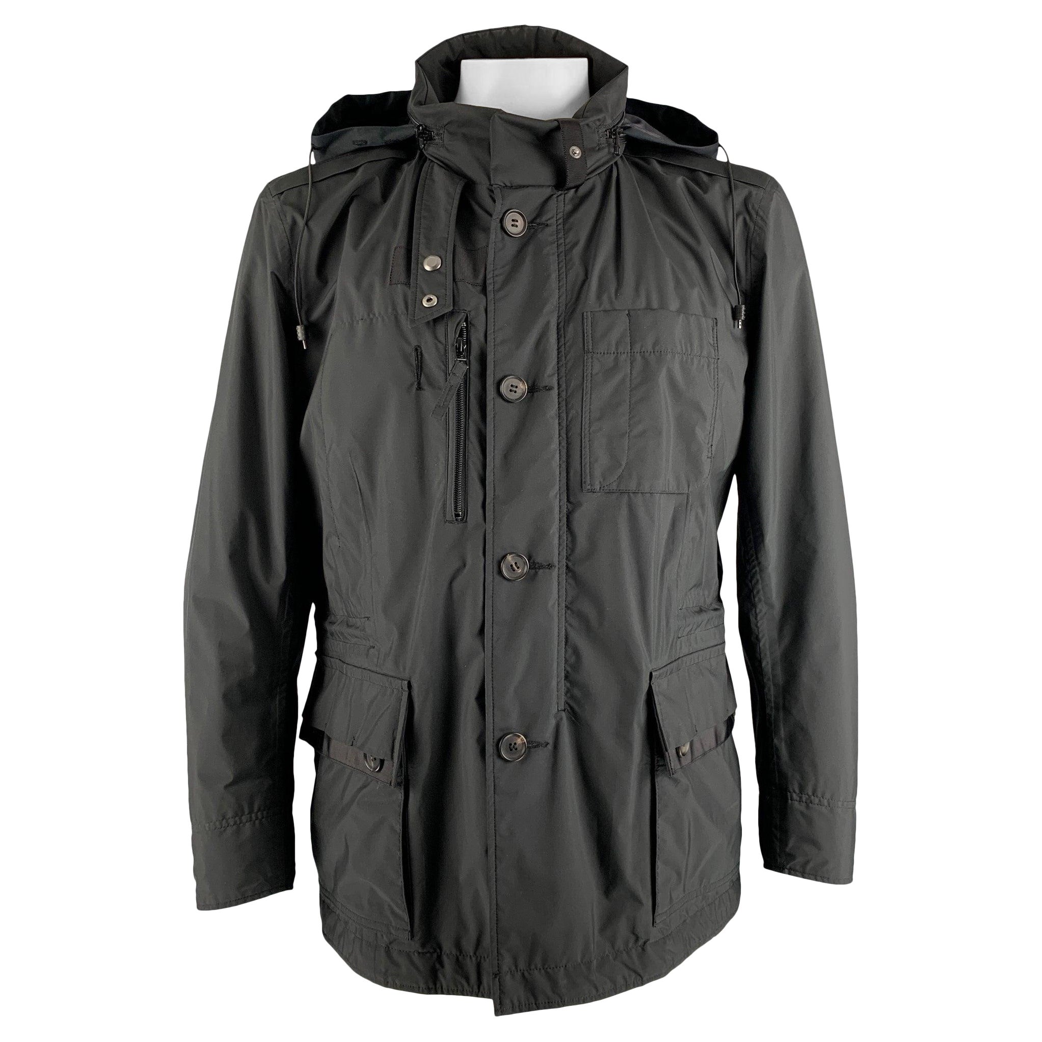 ISSEY MIYAKE Size L Black Polyester Windbreaker Jacket For Sale