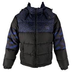 VERSACE  Size 36 Black Navy Logo Nylon Padded Jacket