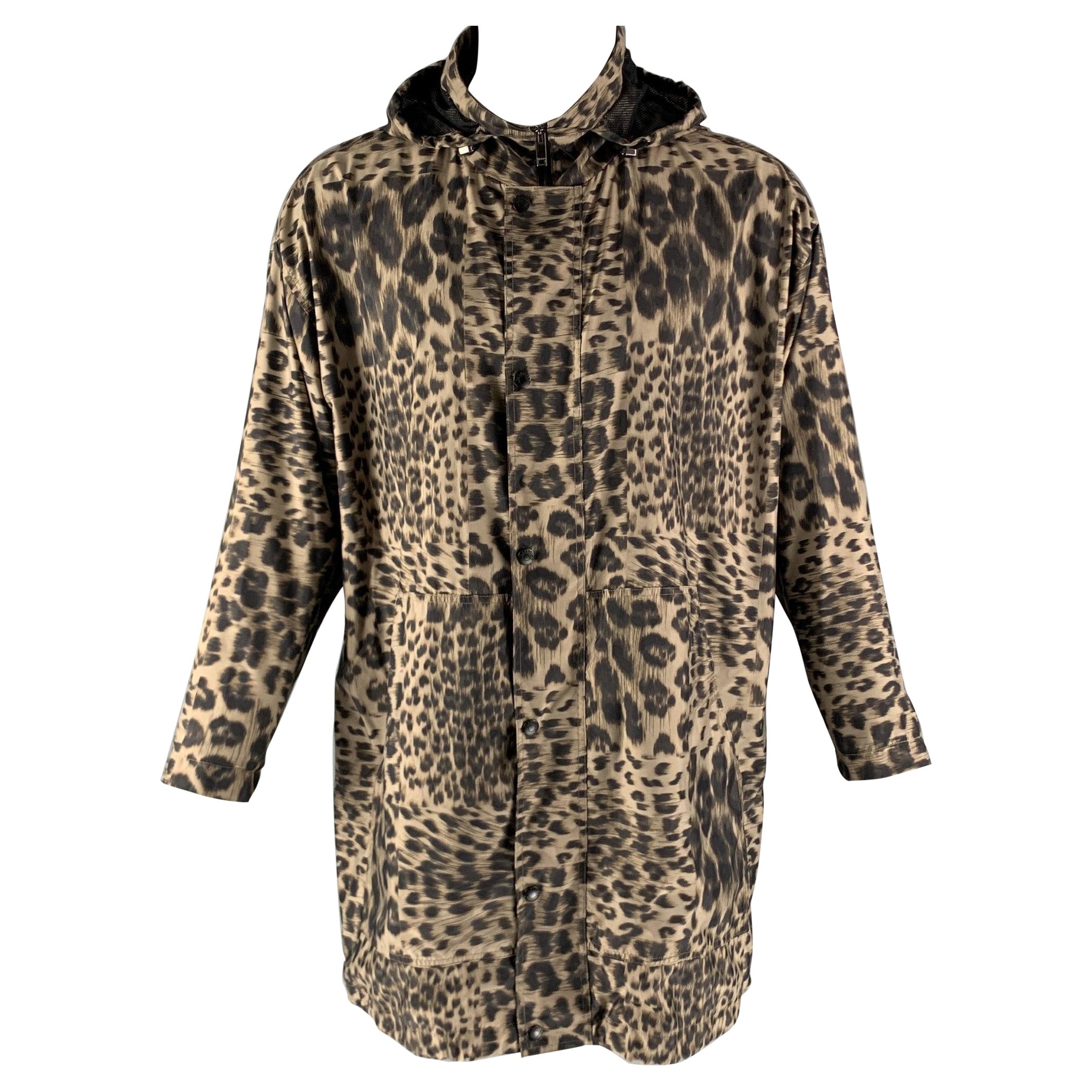 VALENTINO Size 40 Brown Taupe Animal Print Polyamide Jacket For Sale