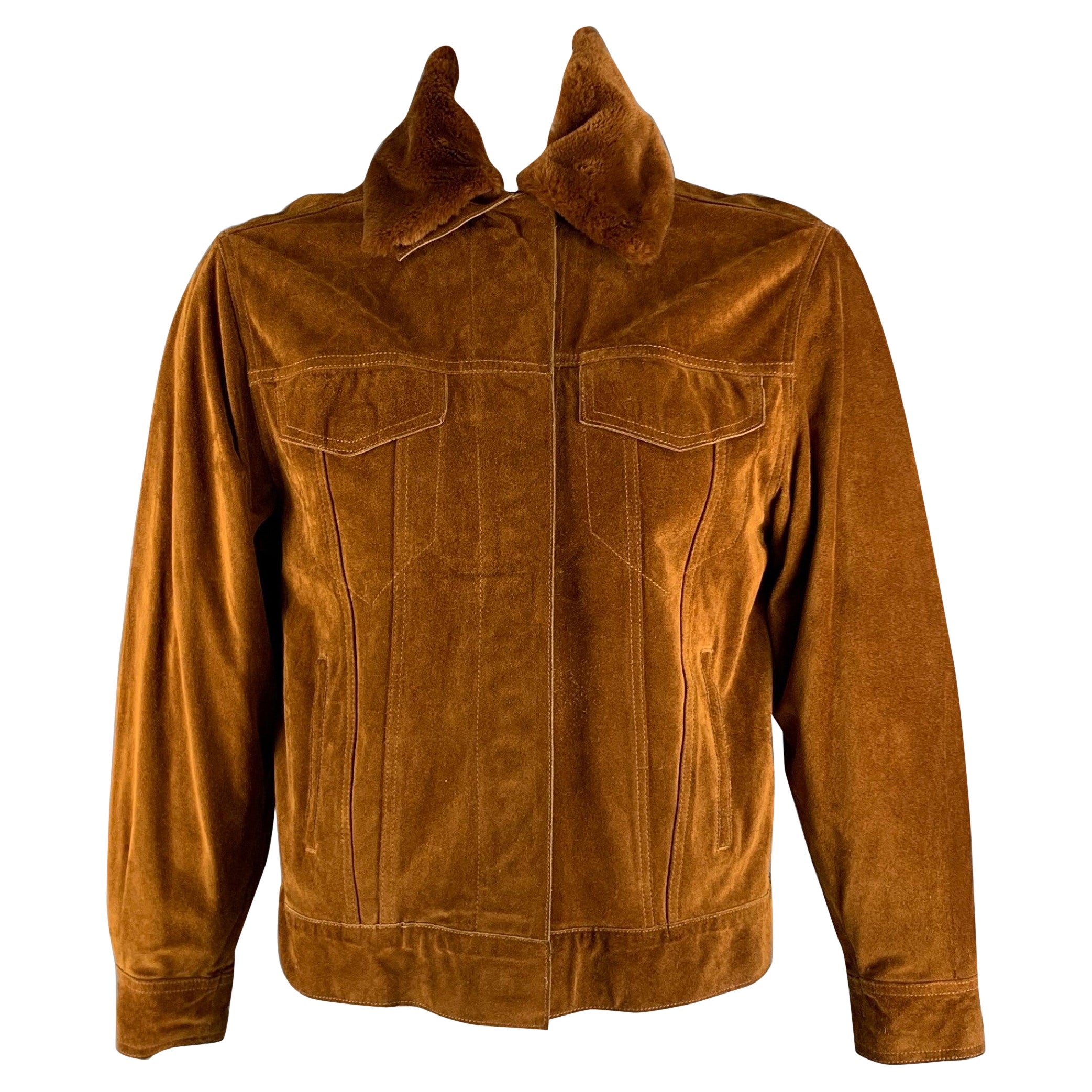 STEPHEN SPROUSE Size 42 Brown Cognac Suede Jacket For Sale