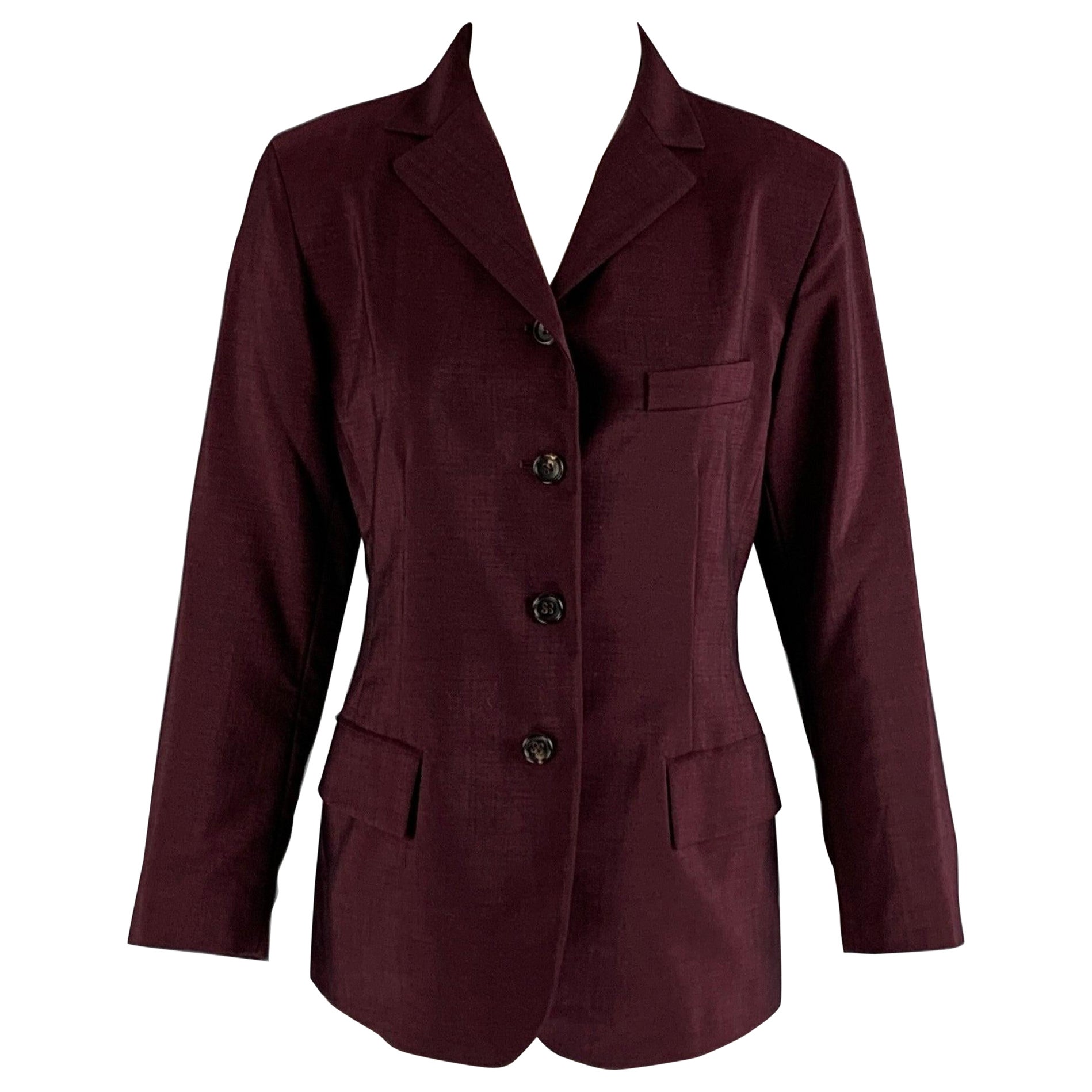 JIL SANDER Size 8 Burgundy Wool  Mohair Jacket For Sale
