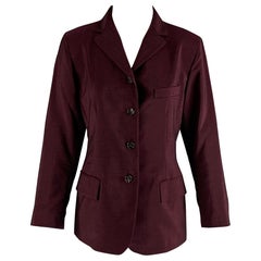 JIL SANDER Size 8 Burgundy Wool  Mohair Jacket