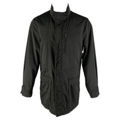 Used ARMANI COLLEZIONI Size 40 Black Polyester Windbreaker Jacket