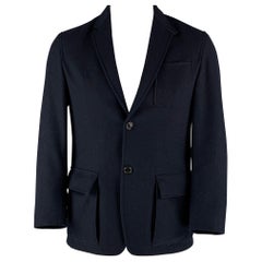 PRADA Size 42 Navy Wool Single breasted Jacket